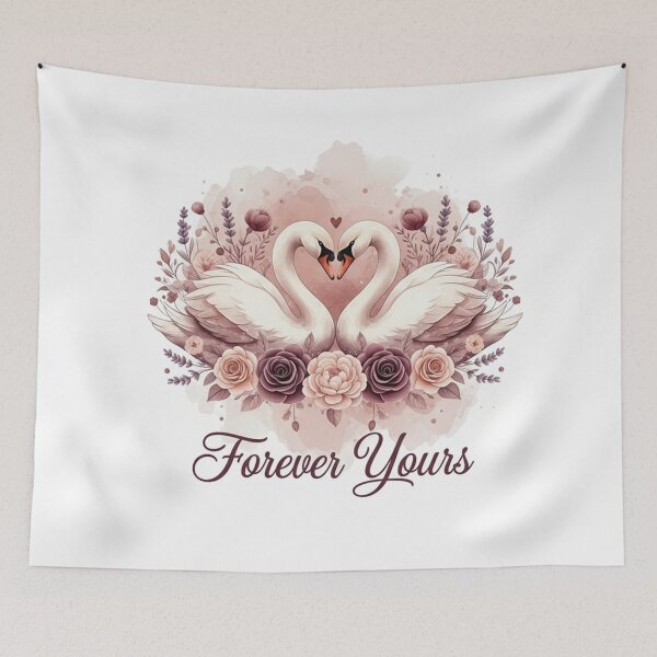 Item preview, Forever Yours Romantic Swan Artwork with Floral Heart designed and sold by Owcomm.