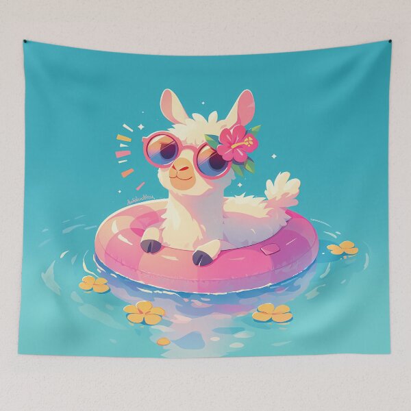 Item preview, Baby Llama on holidays splashing designed and sold by WoollenLlama.