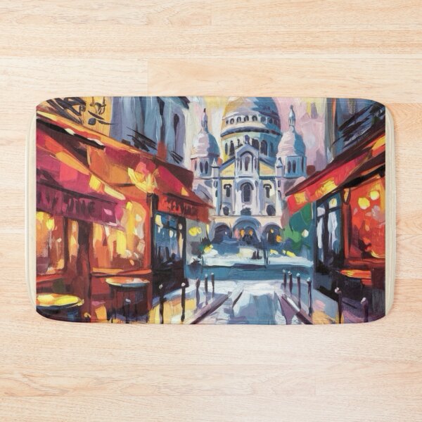 Item preview, Montmartre Paris Travel Poster | Impressionist Café Street Scene with Sacré-Cœur designed and sold by CARRAANN.