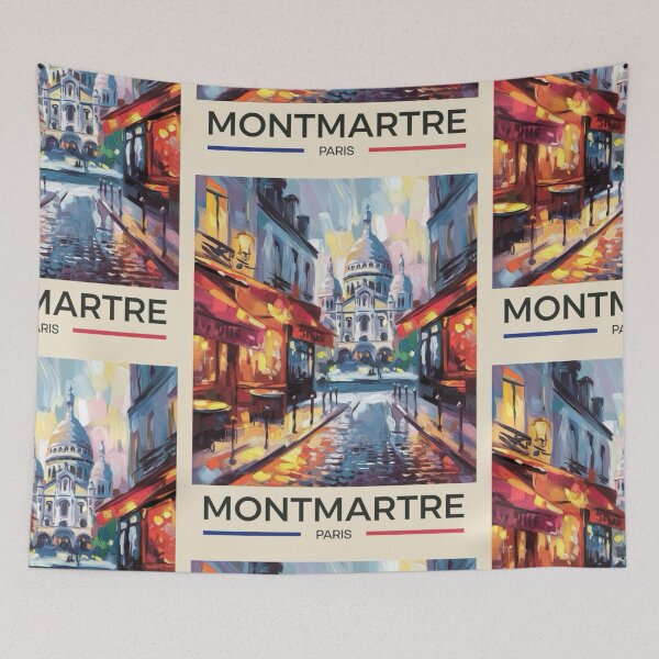 Item preview, Montmartre Paris Travel Poster | Impressionist Café Street Scene with Sacré-Cœur designed and sold by CARRAANN.