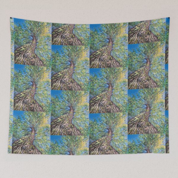 Item preview, Freedom - tree, green leaves, blue sky, knobbly bark designed and sold by LittleLiz.