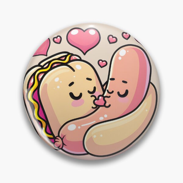 Item preview, Cute Hot Dog Couple Kissing with Hearts | PERFECT GIFT FOR YOU AND FRIENDS designed and sold by MaryFoulk.