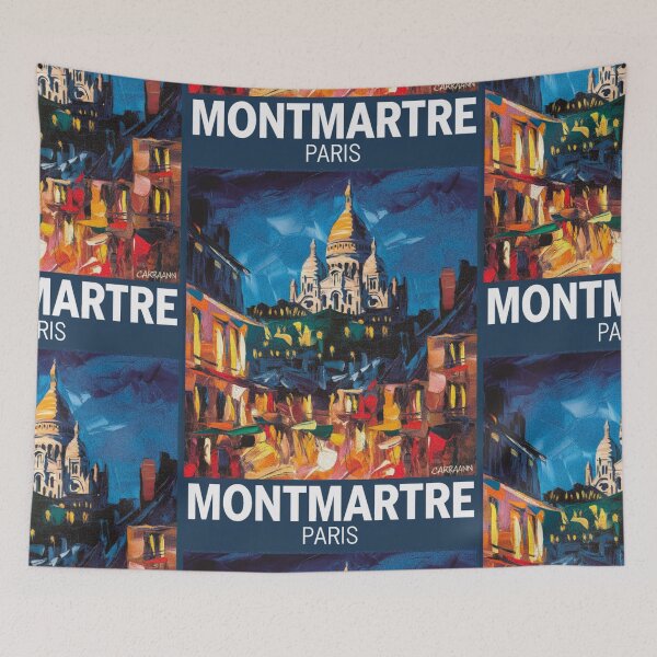 Item preview, Montmartre Paris Travel Poster | Sacré-Cœur at Night Impressionist Painting designed and sold by CARRAANN.