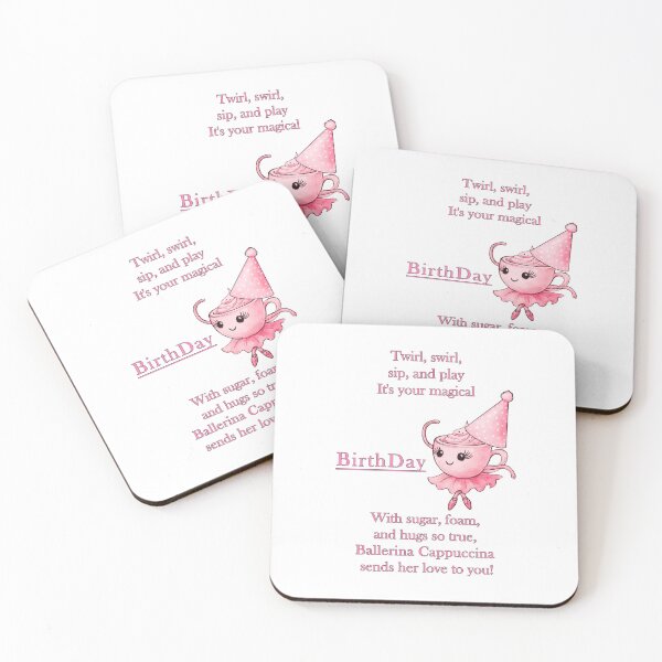Item preview, Ballerina Cappuccina Birthday Poem – Cute pink girly gift designed and sold by EmeraldeaArt.