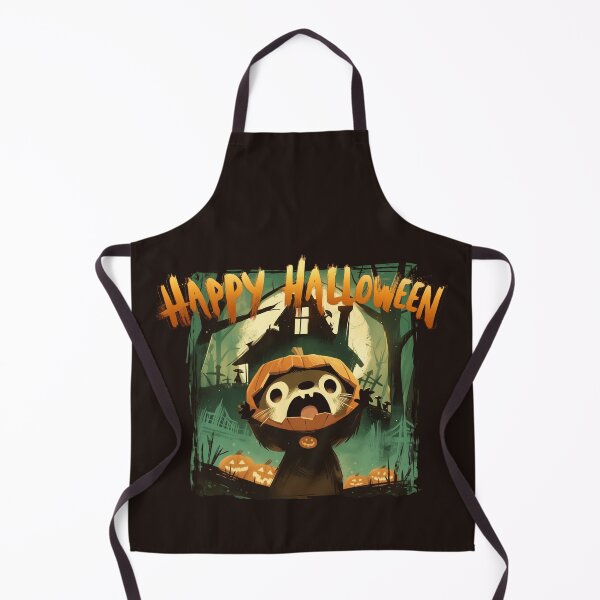 Item preview, Frightened Otter in Halloween pumpkin costume with haunted cabin designed and sold by Taisumu.