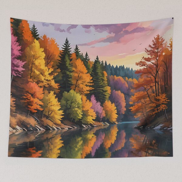 Item preview, Sunset and Fall Colors at Plitvice Lakes designed and sold by HorizonHues.