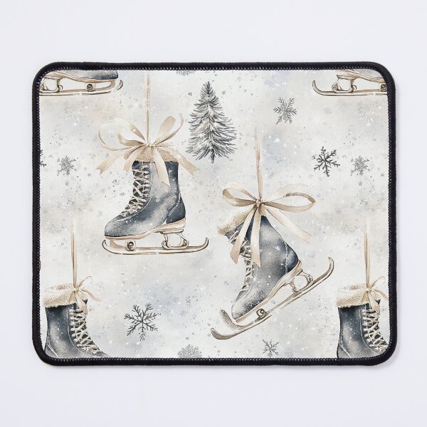 Item preview, Blue Beige Winter Christmas Ice Skates All Over designed and sold by Feeling Artsy.