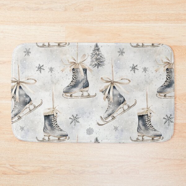 Item preview, Blue Beige Winter Christmas Ice Skates All Over designed and sold by Feeling Artsy.