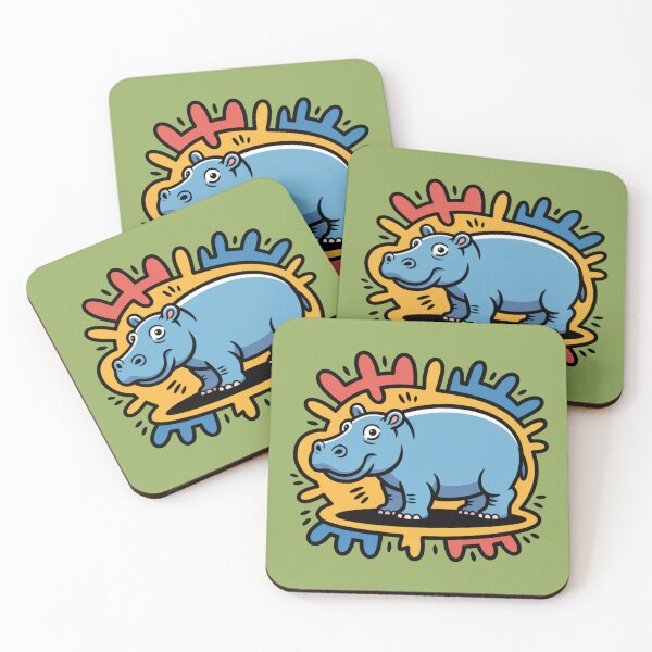 Item preview, Cute Happy Cartoon Hippo Pop Art Illustration designed and sold by NewAspect.