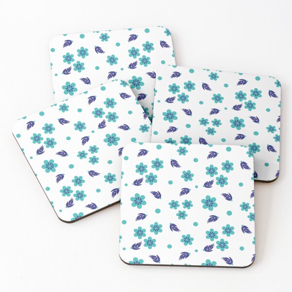 Item preview, Fresh Blue and Green on White  Floral and Feather Seamless Repeat designed and sold by Sharon Schwalbe.