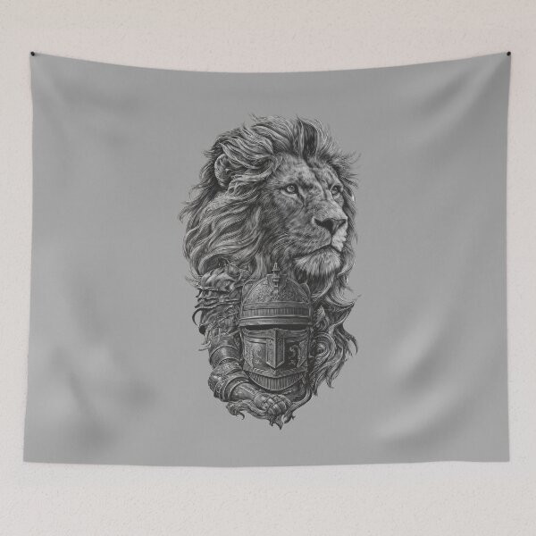 Item preview, Regal Lion Warrior with Medieval Knight Helmet designed and sold by IdeaSmith.