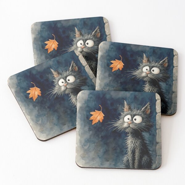 Item preview, Scruffy Cat Staring At a Falling Autumn Leaf designed and sold by Maria Dryfhout.