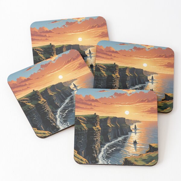 Item preview, Warm Light Over Ireland’s Coastal Giants designed and sold by HorizonHues.