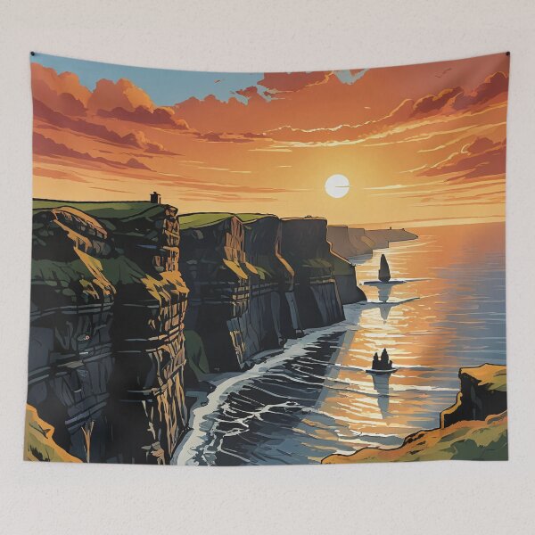 Item preview, Warm Light Over Ireland’s Coastal Giants designed and sold by HorizonHues.