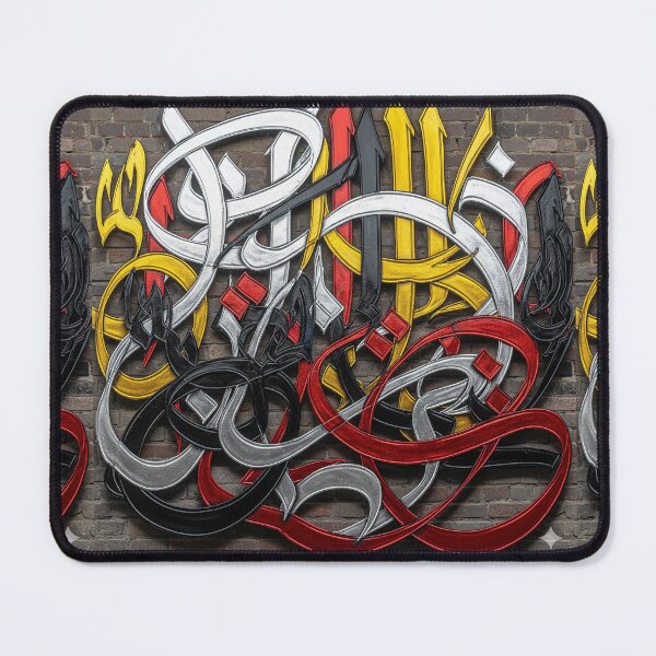 Item preview, Colorful Arabic graffiti in silver, gold and red on the wall with attractive and bright colors designed and sold by jotcar.