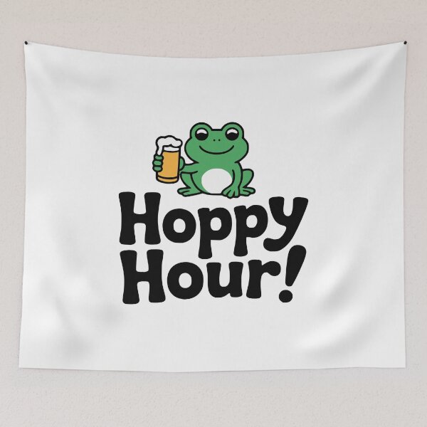 Item preview, Hoppy Hour! Cute Frog Beer Pun designed and sold by PMCreative.