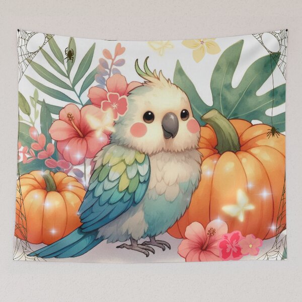Item preview, Autumn Pumpkin Parrot – Cute Tropical Fall Bird Illustration designed and sold by Sugar Wisdom .