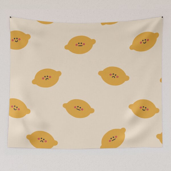 Item preview, Cute Lemon Pattern with Funny Faces designed and sold by NicolaZhukov.