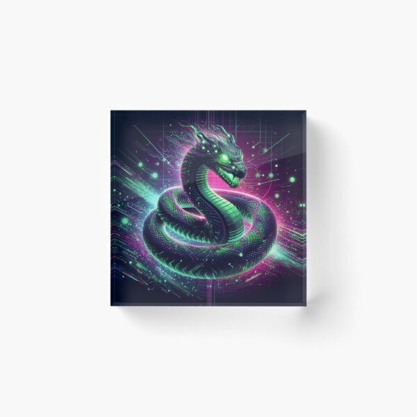 Item preview, Glitch Serpent Viper – Neon Cyberpunk Snake of Code designed and sold by DreamArt Creations.