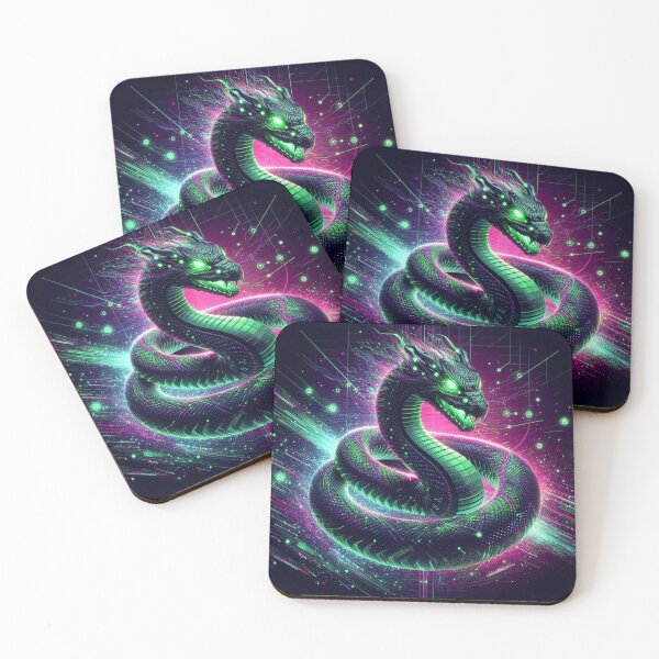 Item preview, Glitch Serpent Viper – Neon Cyberpunk Snake of Code designed and sold by DreamArt Creations.