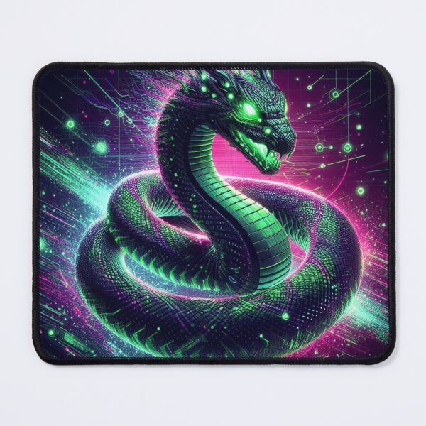 Item preview, Glitch Serpent Viper – Neon Cyberpunk Snake of Code designed and sold by DreamArt Creations.