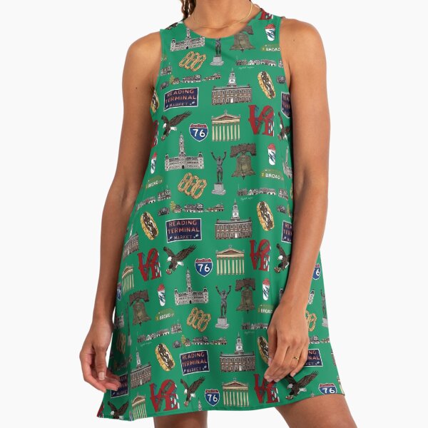 Philly Pattern - Kelly Green Philadelphia A-Line Dress Philly Pattern - Kelly Green Philadelphia A-Line Dress