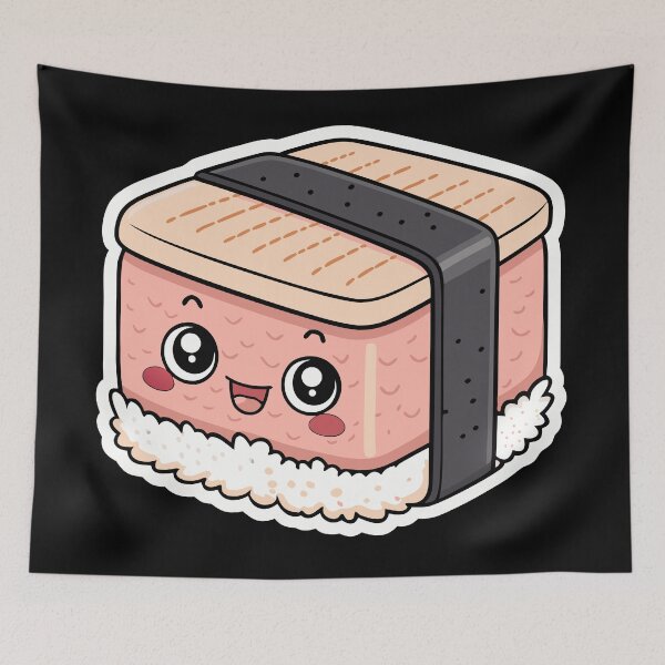 Item preview, Cute Kawaii Hawaiian Musubi Sticker – Smiling Cartoon Rice Snack designed and sold by VividOrganica.
