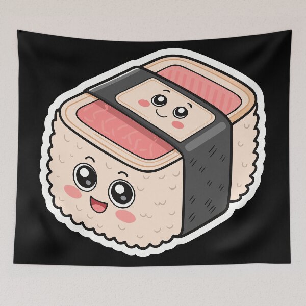 Item preview, Kawaii Musubi Sushi Roll Sticker – Cute Cartoon Rice Snack Design designed and sold by VividOrganica.