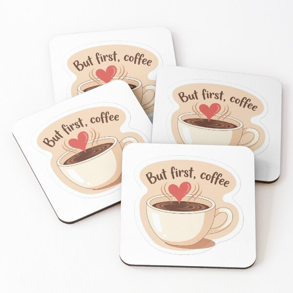 Item preview, But First Coffee Sticker – Cute Coffee Cup with Heart – Morning Motivation Quote designed and sold by Parinlada.