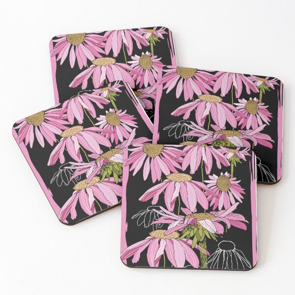 Item preview, Drawing of pink coneflowers  designed and sold by Artdustdesigns.