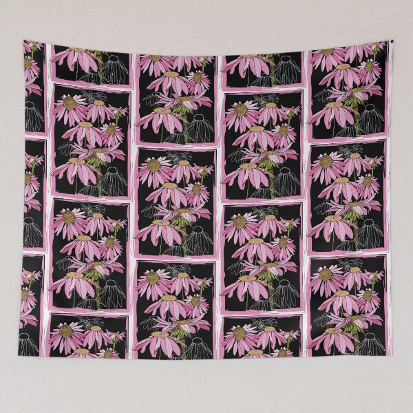 Item preview, Drawing of pink coneflowers  designed and sold by Artdustdesigns.