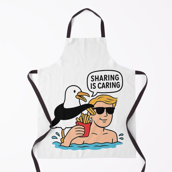Artikelvorschau, Sharing is Caring – Lustiges Möwen- und Pommes-Design entworfen und verkauft von SnapLabDesigns.