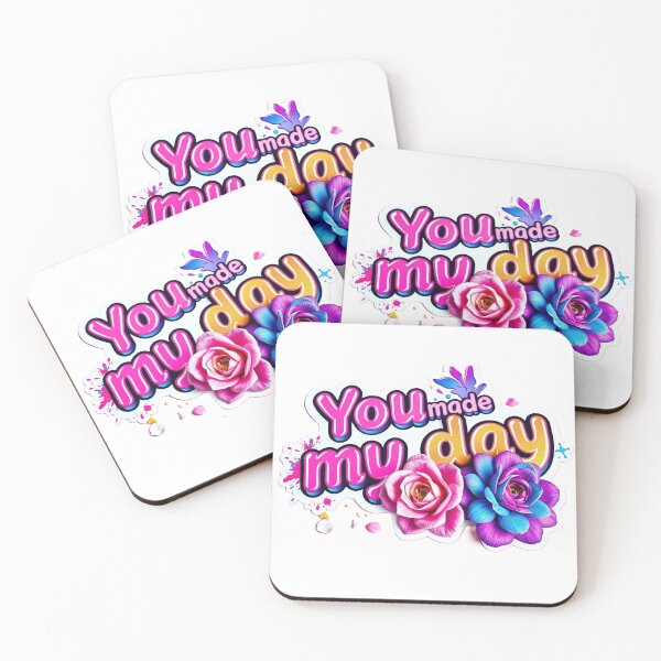 Item preview, You Made My Day Sticker – Colorful Typography with Flowers designed and sold by Parinlada.