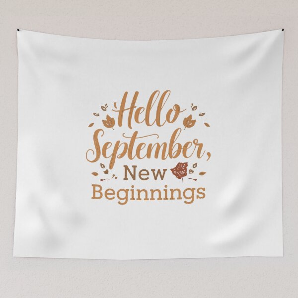 Item preview, Hello September, New Beginnings – Motivational Autumn Quote designed and sold by Pixel--Threads.