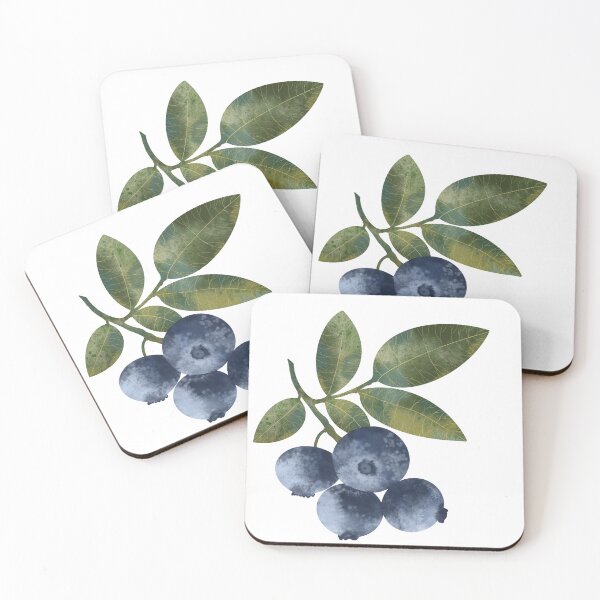 Item preview, Botanical illustration of blueberries with green leaves  designed and sold by Grin Katalina Floral Patterns & Cozy Art.