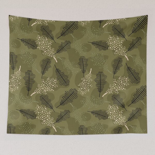 Item preview, Autumn Abstract Green Oak Leaves Pattern designed and sold by Farissa Designs.