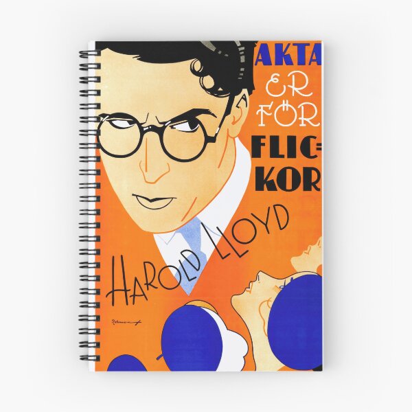Item preview, Vintage Art Deco Movie Poster | Harold Lloyd Silent Comedy Icon | Swedish Film Art in Orange & Blue | 1920s Cinema History designed and sold by artofuniverse.