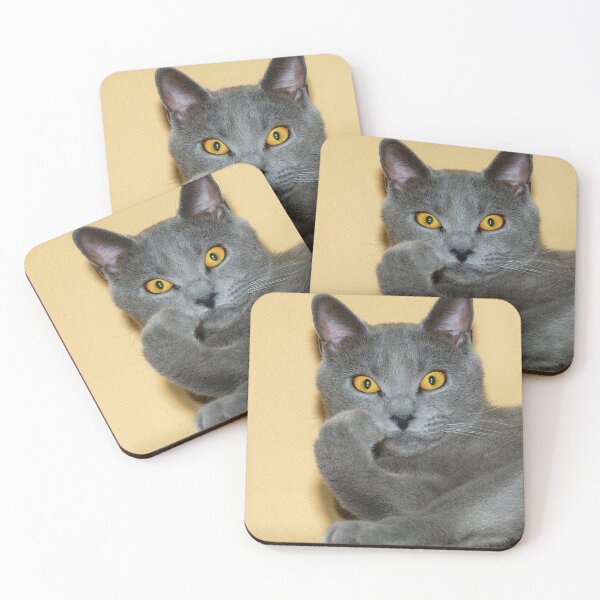 Item preview, Elegant Gray Chartreux Cat with Golden Eyes Portrait designed and sold by RastislavS.