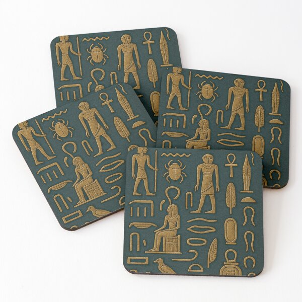 Item preview, Ancient Egyptian Hieroglyphs | Golden Sacred Writing Pattern designed and sold by Queen Cleopatra.