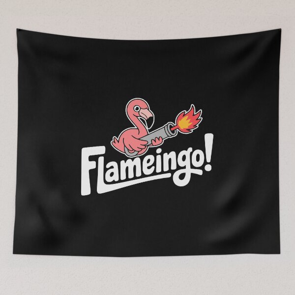 Item preview, Flameingo! Funny Flamethrower Flamingo Pun designed and sold by PMCreative.