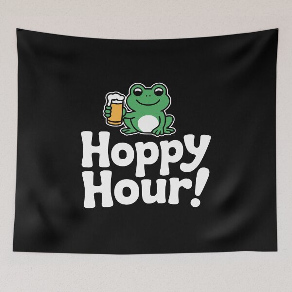 Item preview, Hoppy Hour! Funny Frog Beer Pun designed and sold by PMCreative.