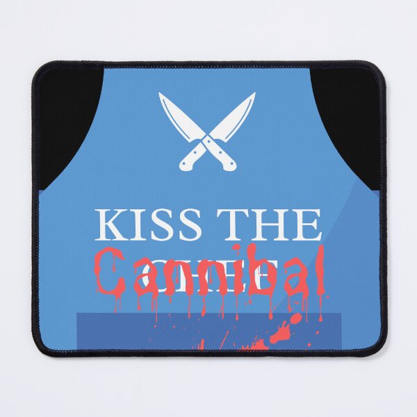 Item preview, Kiss the Cannibal Chef Blood Spatter Blue Apron designed and sold by orionlodubyal.