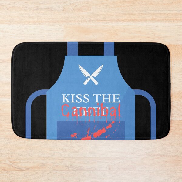 Item preview, Kiss the Cannibal Chef Blood Spatter Blue Apron designed and sold by orionlodubyal.