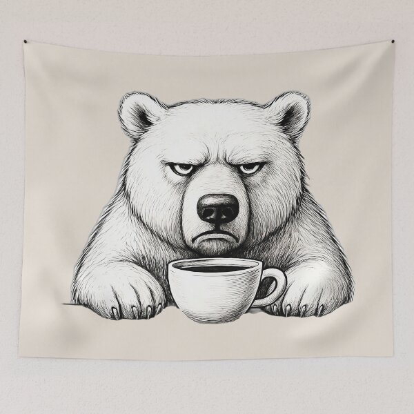 Item preview, Grumpy Bear With Morning Coffee – Funny Animal - Grumpy Morning designed and sold by SkyTastic.