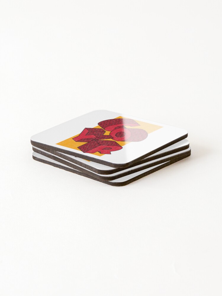 Aperçu 4 sur 5. Dessous de verre (lot de 4) avec l'œuvre Allez les Rouges créée et vendue par AberDons.