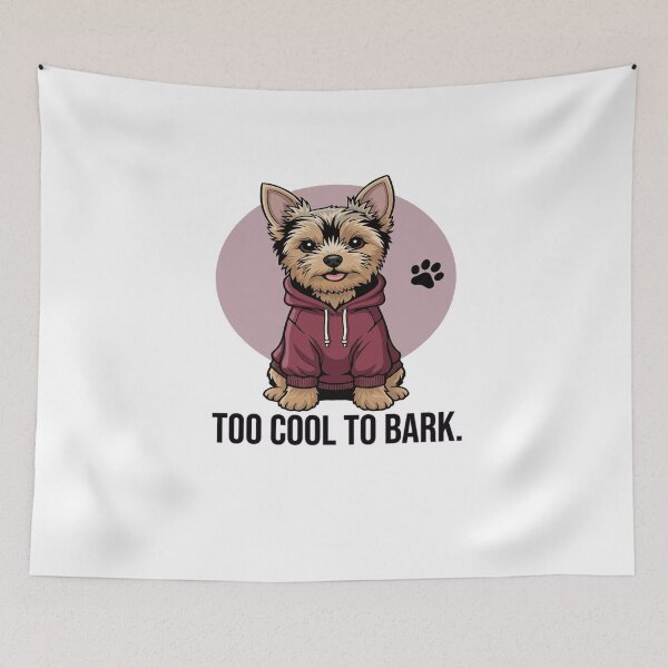 Item preview, Too Cool to Bark – Funny Yorkshire Terrier in Hoodie designed and sold by The Real Life Symphony.