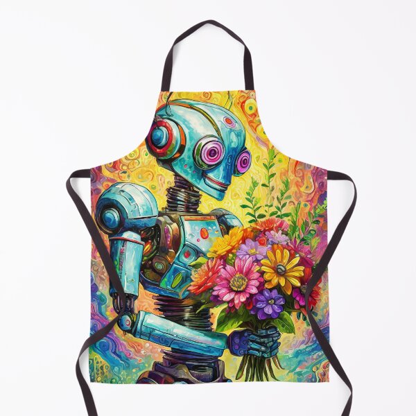 Item preview, Robot holding a bouquet of flowers designed and sold by Feral Confetti.