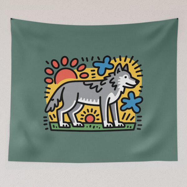 Item preview, Cute Stylized Gray Wolf Abstract Art designed and sold by NewAspect.