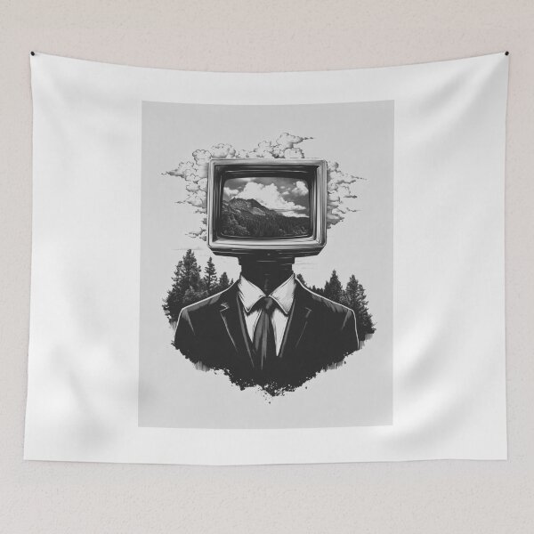 Item preview, Get Outside - Surreal TV Head – Nature Landscape in Retro Screen Artwork designed and sold by EternalThreadz.
