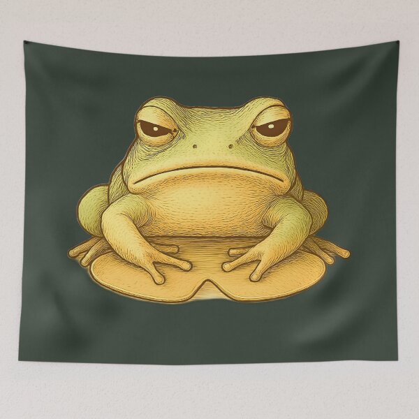 Item preview, Grumpy Frog on Lily Pad – Funny Animal - Grumpy Morning designed and sold by SkyTastic.